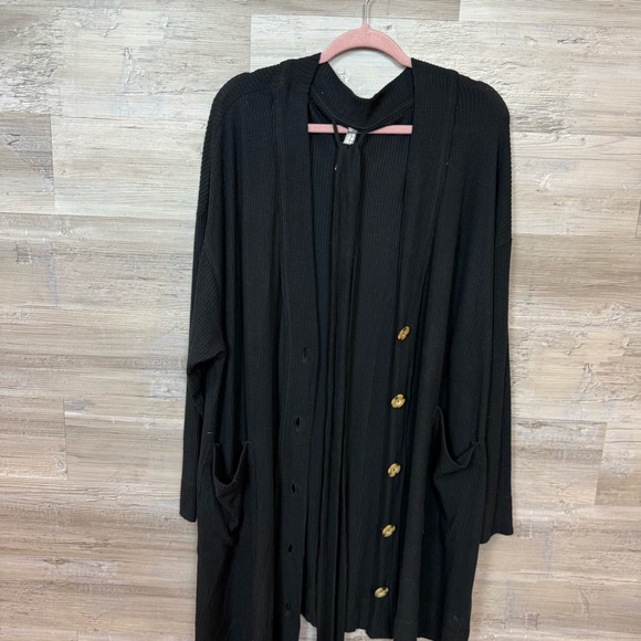 Free People Intimately Ribbed Longline Cardigan Black Size L - Picture 4 of 7